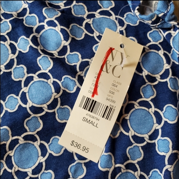 New York & Co NWT Cold Shoulder Blouse Blue Rayon Gold Chain Strap Shirt Sz S - Picture 2 of 6